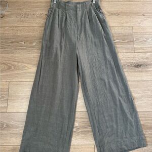 Z Supply - Women’s linen Wide-Leg olive green trousers